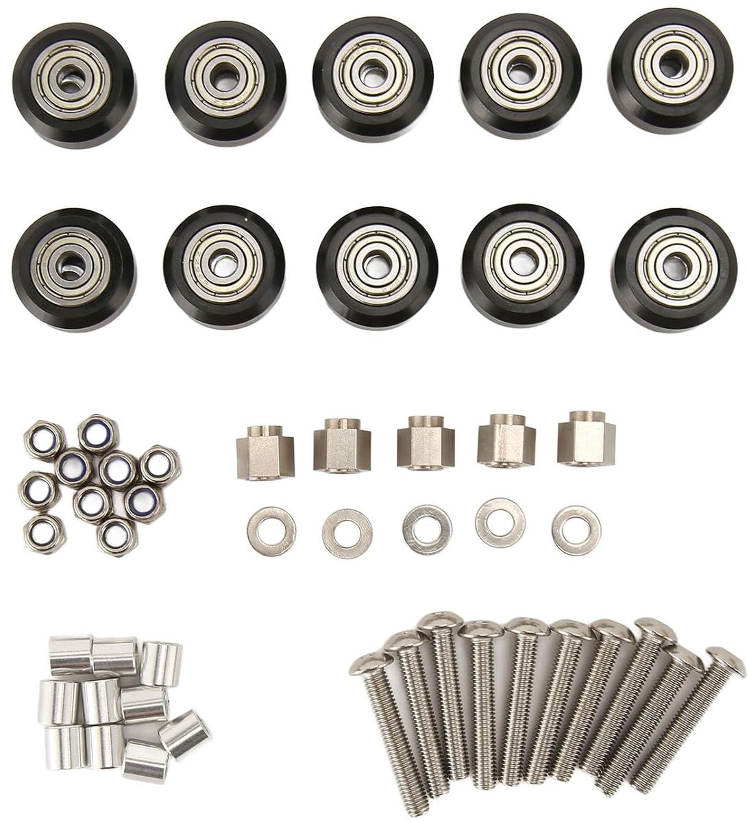 SnelShoppen - 3D Printer POM Pulley Wheel Set - 10 Stuks Pulley Wielen met Lager Tensioner - 4 Stuks Schroef Montage Kit - Voor Ender 3, Ender 3 V2, C