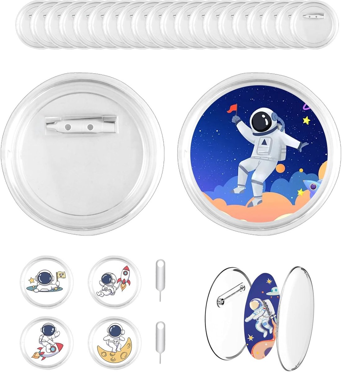 Buttons 60 mm - transparante DIY badges - acryl met pin - maak je eigen ontwerp - SnelShoppen