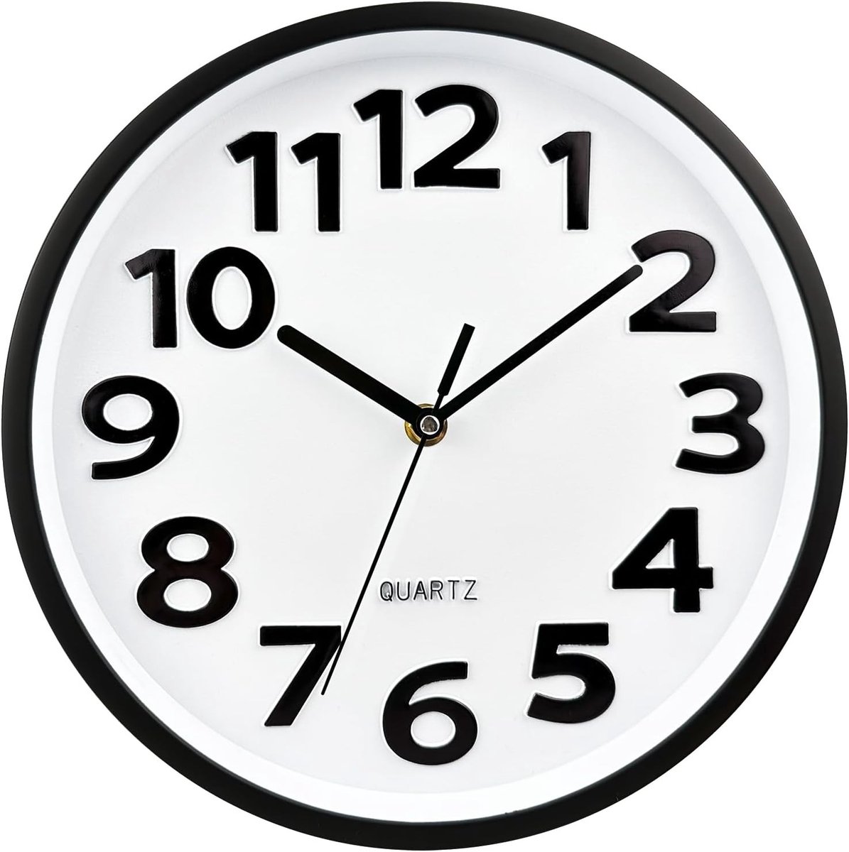 33 cm Wandklok op Batterij, Stille Quartz Klok, Modern Design voor Slaapkamer, Woonkamer en Kantoor, Zwart (Wit, 25 cm)