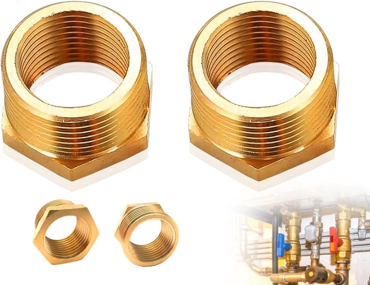 Reducer 3/4 naar 1/2 inch - Messing Nippel Adapter - Dichte verbinding - Voor leidingen van verschillende maten - ShopVlot