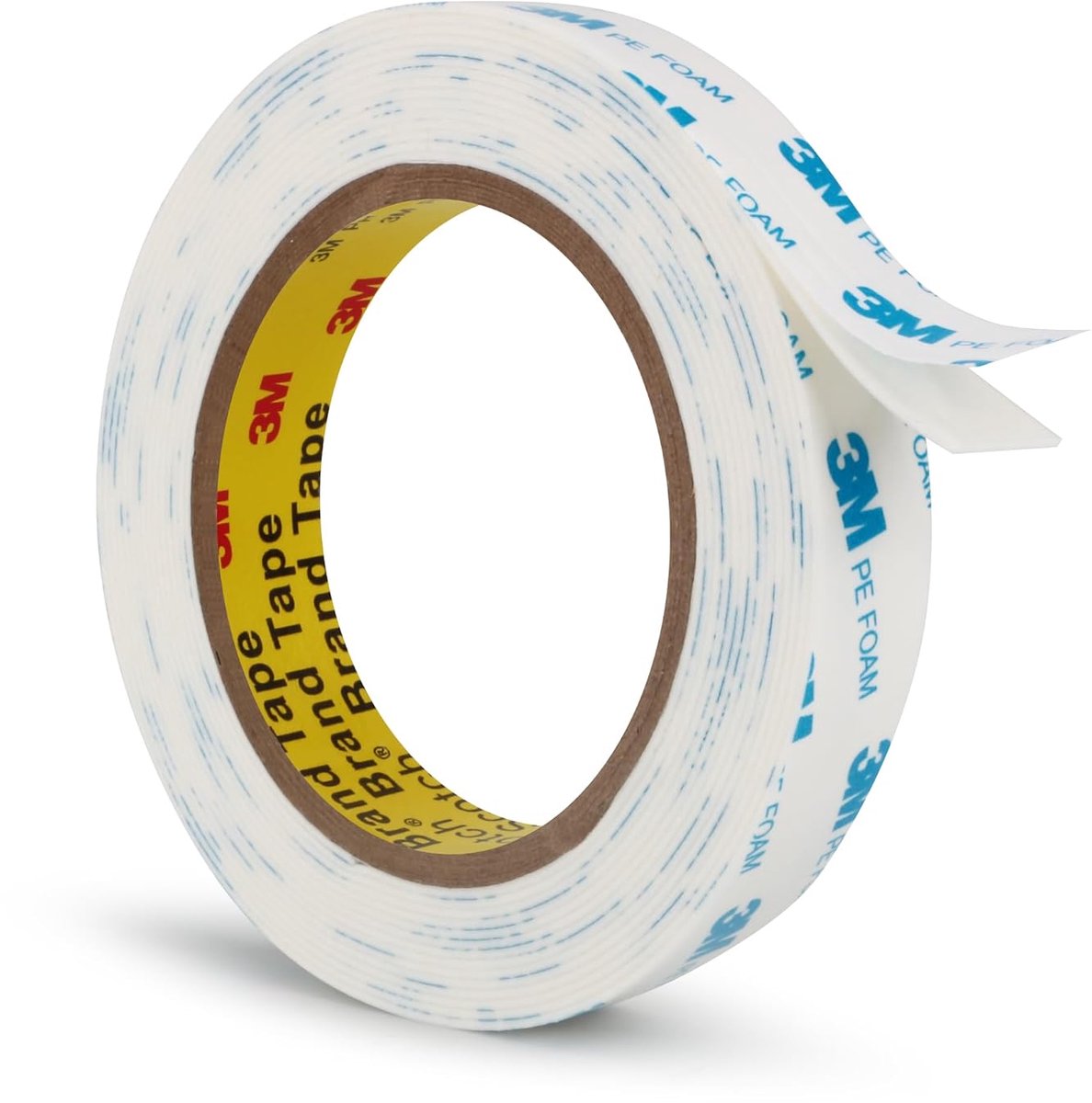 SnelShoppen - 3M Dubbelzijdige Plakband, 1600T Extra Sterk PE Schuim, 19 mm × 5 m, 1.1 mm Dikke Stoffen Tape, Duurzaam, Waterdicht, Voor Binnen en Bui