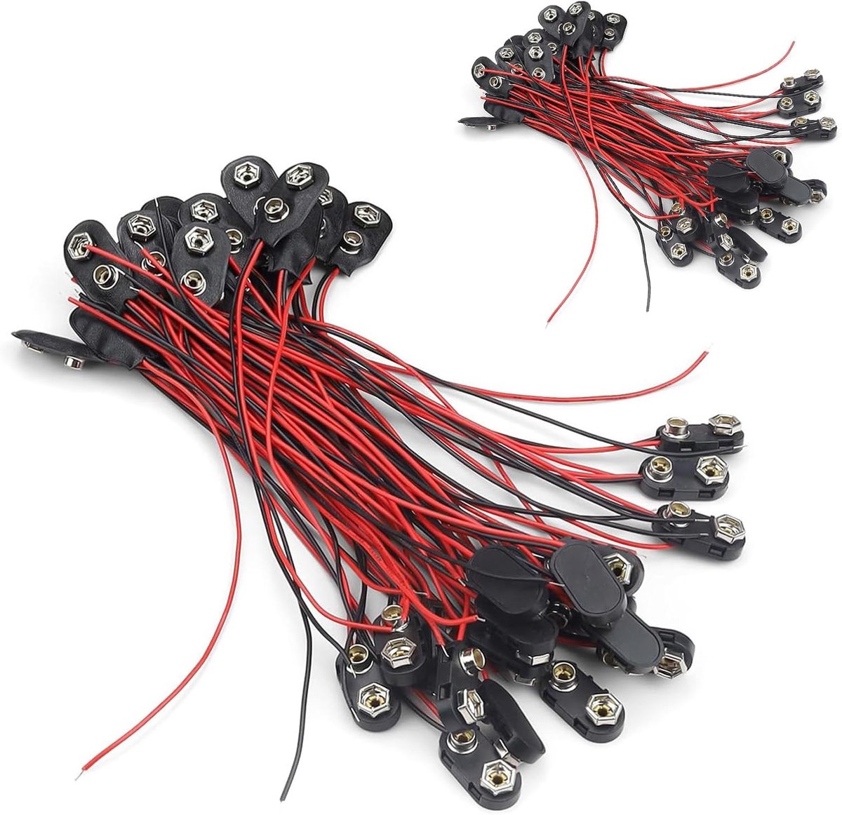 Battery plug, 9 V, 40 pieces plastic battery clips, battery terminal connector with cable 150 mm, plastic type I and - ShopVlot