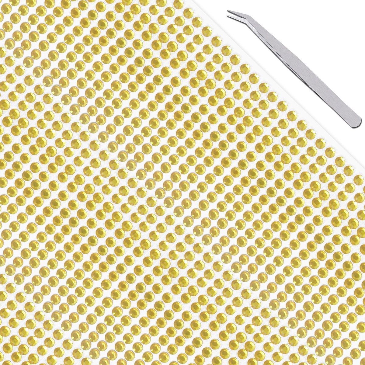 SnelShoppen - Voarge Pack van 1040 DIY Strass Steentjes, Ronde Edelstenen voor Plakken, Inclusief Pincet, DIY Nagels, Mobiele Telefoon, Kleding, Versi