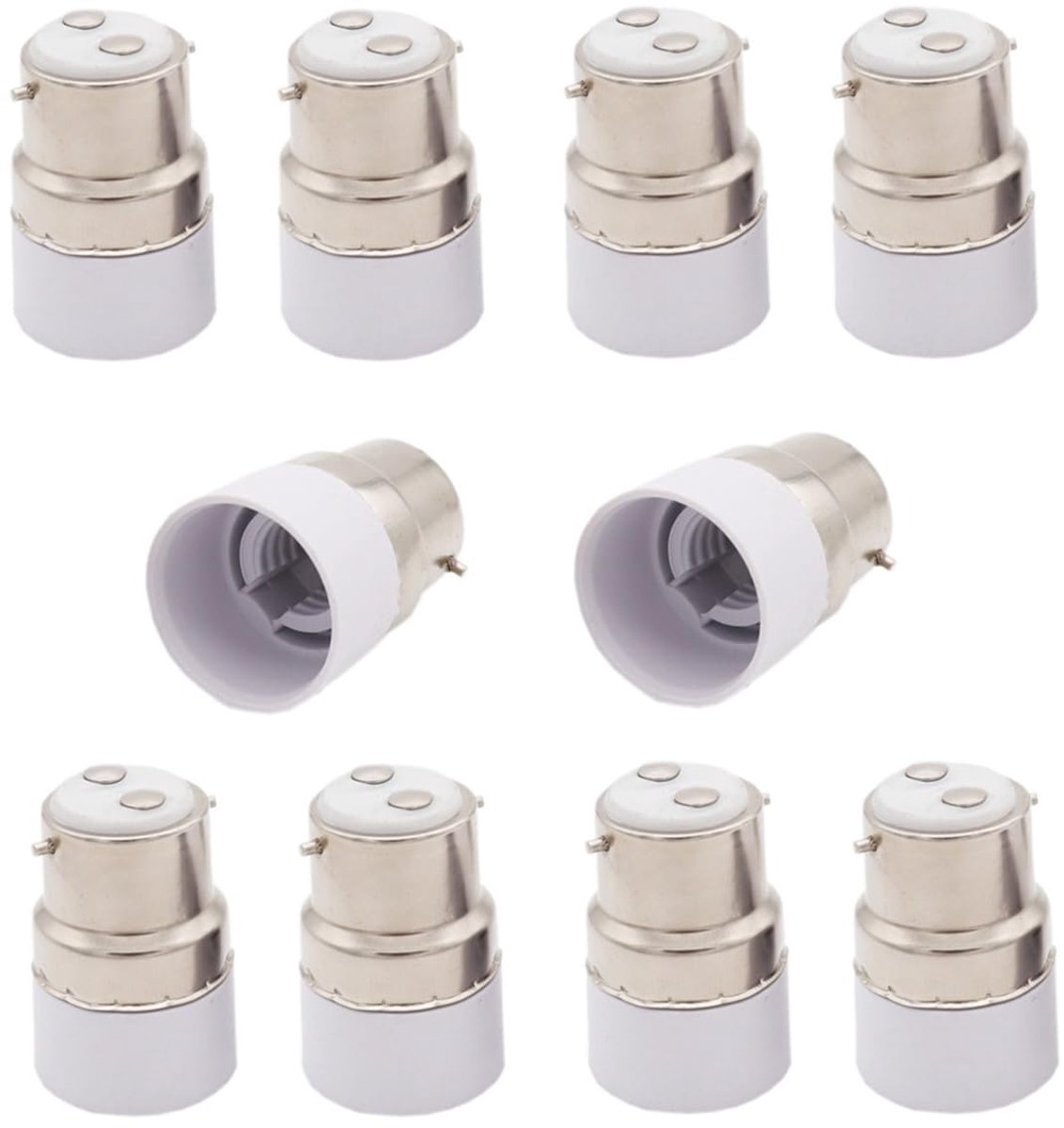 SnelShoppen - Bayonet B22 naar E14 Adapter voor Halogeen LED Lampen, Max Voltage 250V, 200W, Perfect voor Thuis, Tuin en Feesten - Set van 10 Stuks
