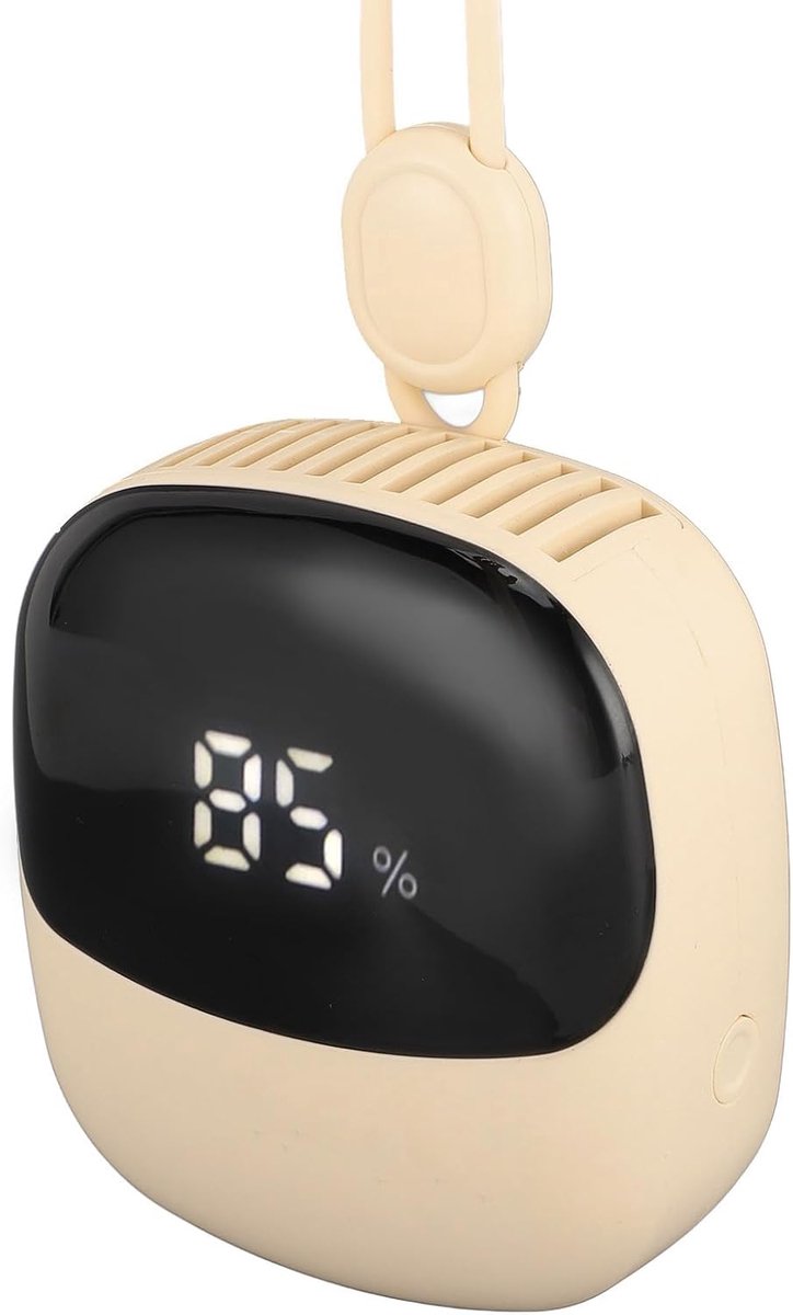 SnelShoppen - Draagbare Ketenventilator met 3 Snelheden, Oplaadbare Handsfree Koelventilator voor Buiten, Camping, Reis, Wit