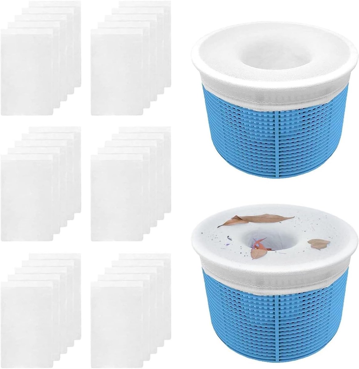 SnelShoppen - 30 Stuks Filter Sokken voor Zwembad Skimmer - Nylon Elastische Sokken voor Het Vangen van Bladeren, Gras, Haar en Insecten - Herbruikbar