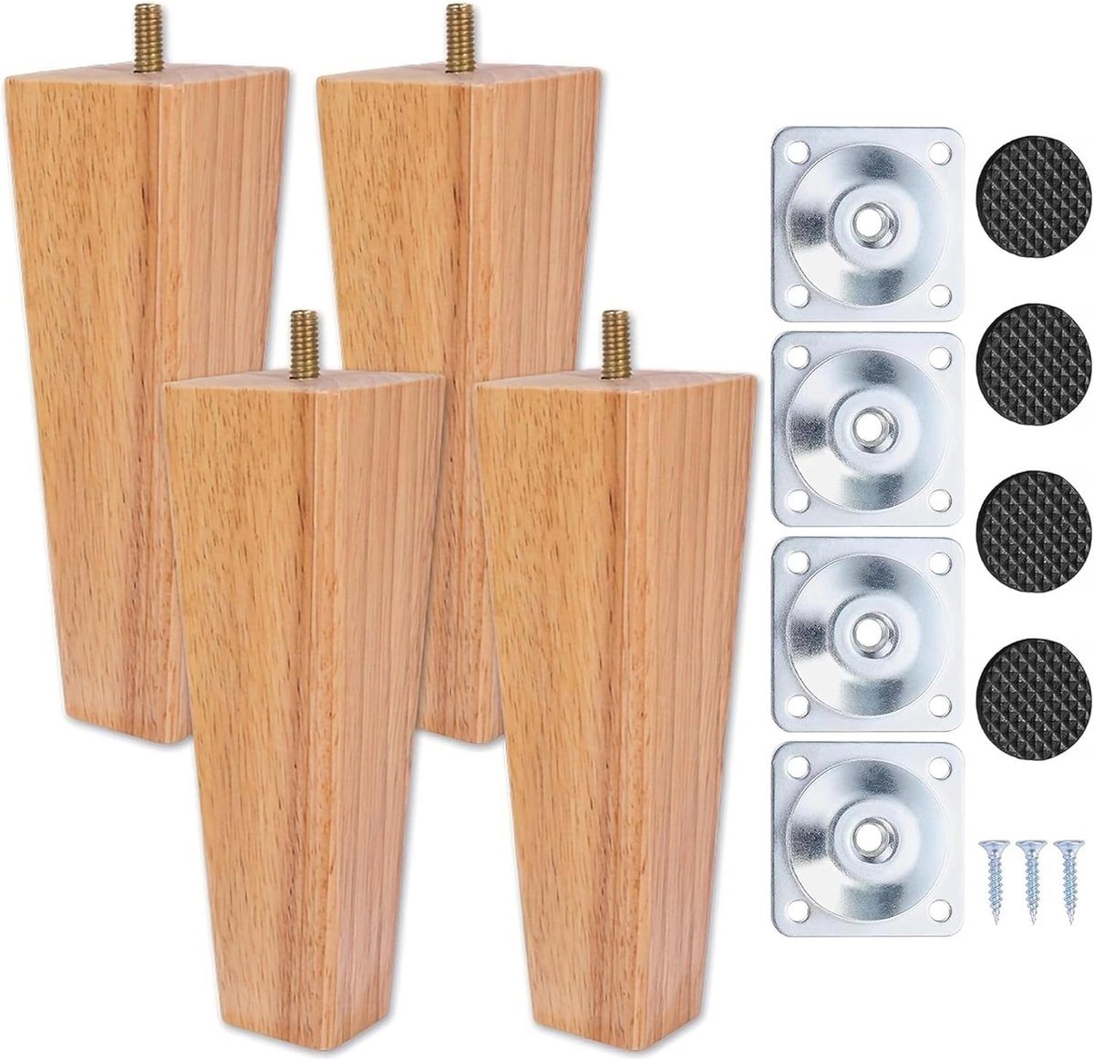 SnelShoppen - 4 Stuks Meubelpoten 20 cm Houten Poten voor Meubels Stoelen Ladekasten Bank Mid Century Vervangingspoten voor Sofa Bed Armstoel Kast