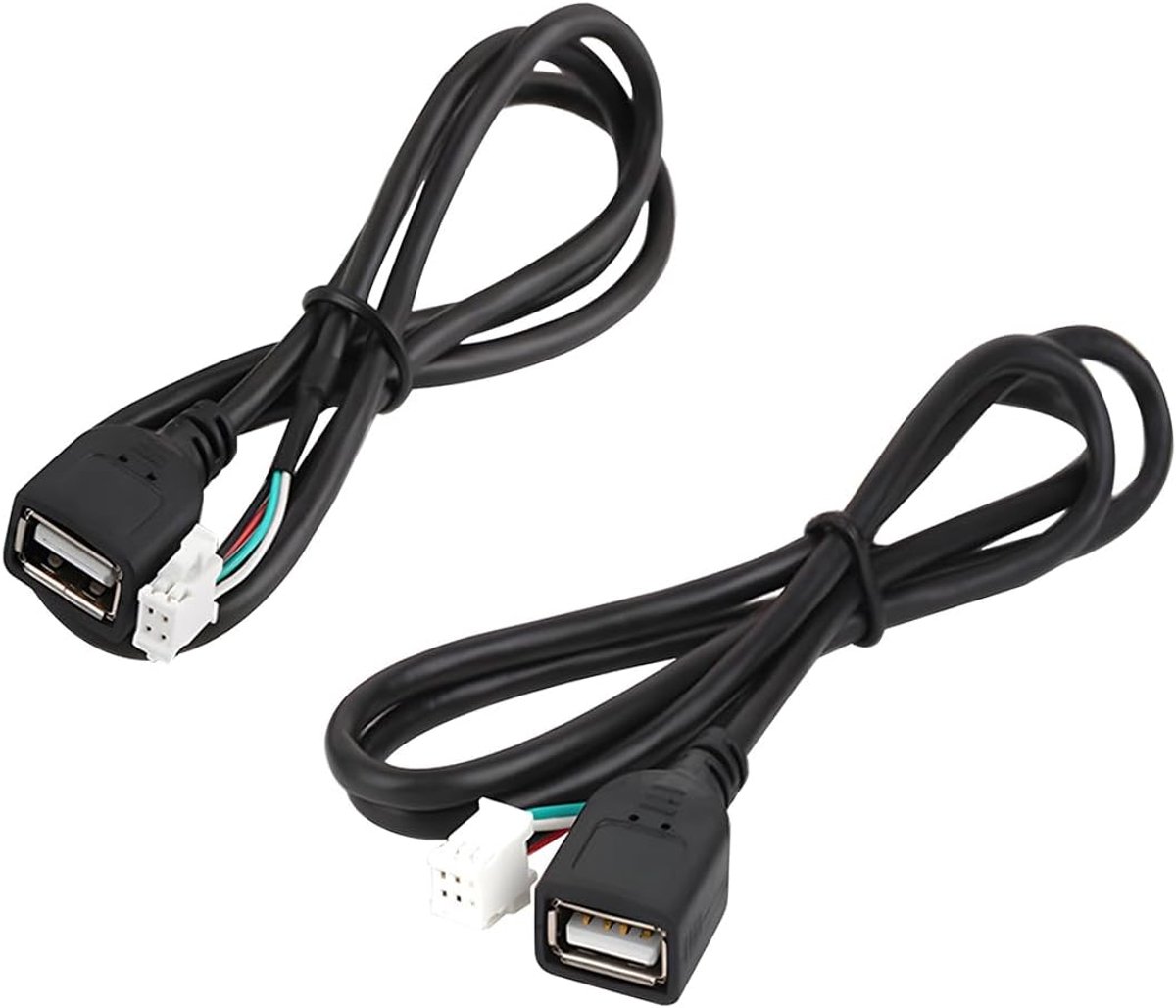 SnelShoppen - 2x USB Verlengkabel Adapter Set, 4 Pin en 6 Pin Verbinding, Hoogwaardige PVC en Koper, Dashboard Connector, Montageset voor Thuis en Aut