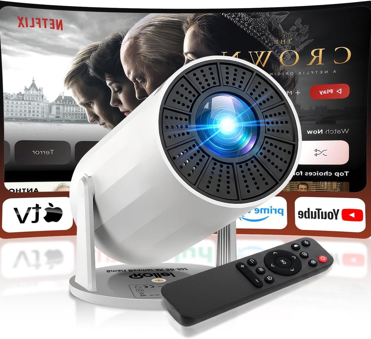Smart Beamer - Mini Projector - Thuisbioscoop Ervaring - 210 Graden Draaibaar - 130 Inch Beeld - Zwart