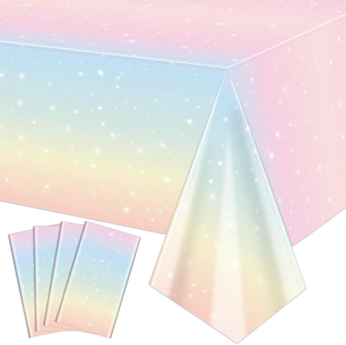 Regenboogtafelkleden set van 4 - 270 x 130 cm - pastelkleurig - decoratie voor feesttafel - ShopVlot