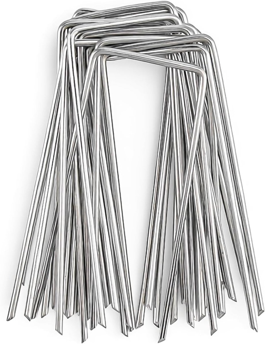 Grondankers - Zilver - 2,5 mm x 100 mm - Verzinkte Stalen Haringen - Voor Tuin en Landschapsarchitectuur
