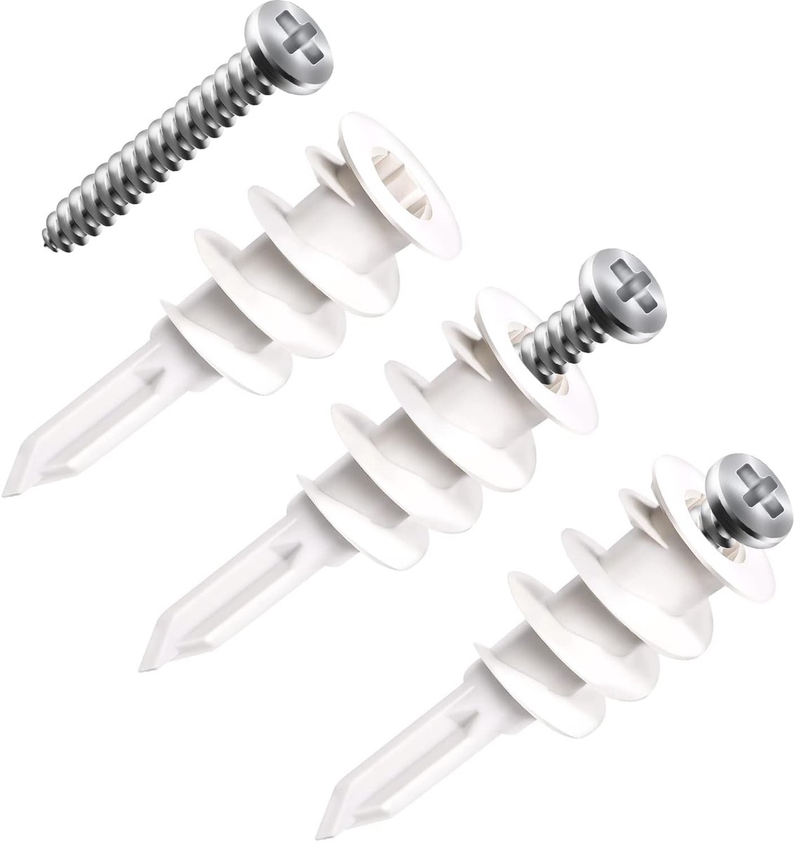 25 Sets Zelfborend Kit voor Gipsplaten en Schroeven, Kunststof Gipsplaatankerset Zware Gipsplaatankers voor Het Ophangen van Gordijnen Wandkasten Fotolijst (Totaal 50 Stuks)