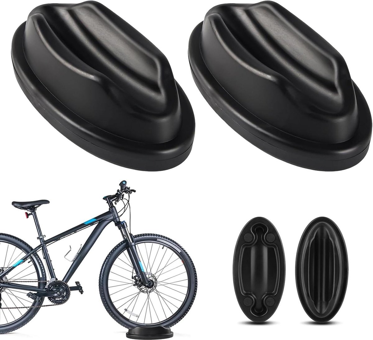 Voorwielsteun Fietstrainer - Roltrainer Ondersteuning - Stabiel Trainen - Grote Antislip Basis - 10 Centimeter - Zwart