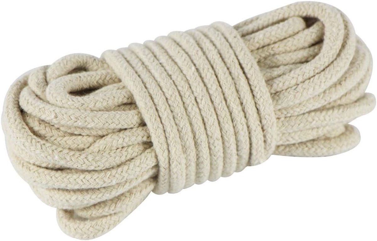 SnelShoppen - Katoenen Koord 6 mm Gevlochten Touw Raw White (5 m) - Duurzaam, Antislip, Multifunctioneel Touw voor Creatief Gebruik, Decoratie, Bundel