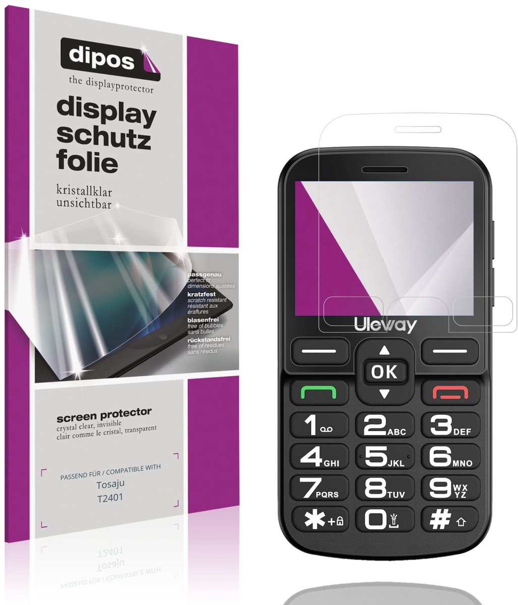 dipos – 4x Beschermfolie geschikt voor Tosaju T2401 | Krasbestendige & heldere Screenprotector Ultra-Thin