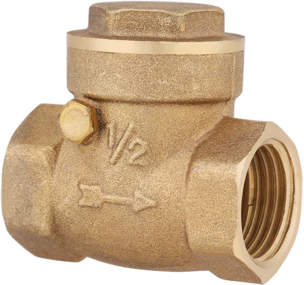 SnelShoppen - DN15 Messing Terugslagklep 1/2BSP Swing Controleklep 232PSI Voor Water, Olie, Stoom en Corrosieve Media