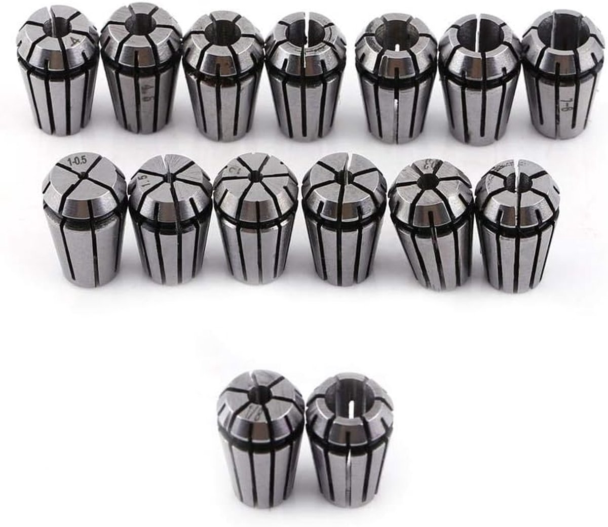 SnelShoppen - 15-delig ER11 Collet Set voor CNC Graveermachine en Freeslathe, Hoogwaardige Veerstaal, Hoge Precisie, Ideaal voor Hogsnelheidsbewerking