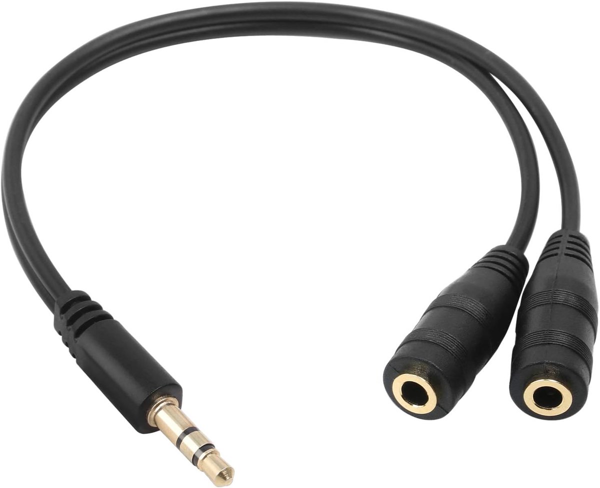 SnelShoppen - 3.5mm Audio Splitter Kabel – Dubbele Hoofdtelefoonaansluiting, Stereo Verdeler, Plug & Play, Geschikt voor iPod, iPhone, MP3, MP4, Hi-Fi