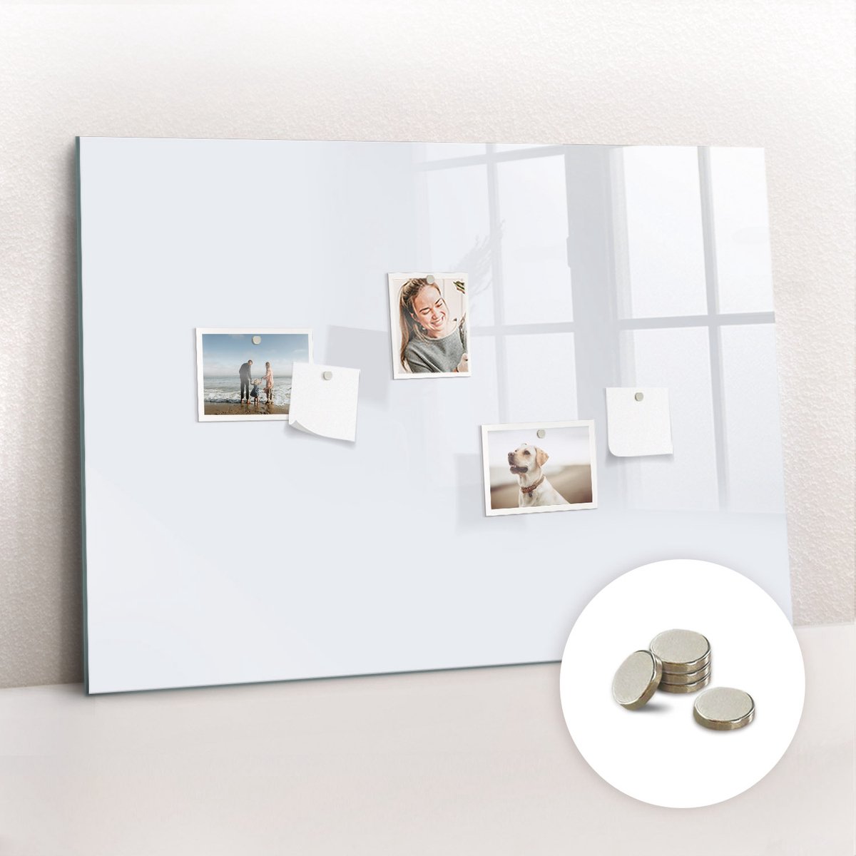Tulup Glassboard - Kleur: donkerwit Magneetbord - 100 cm x 70 cm - Memo Bord - Moderne Wanddecoratie - Magnet Board Wit - Gratis 5 Sterke Magneten - Magnetic Board - Magnetisch Bord Kind