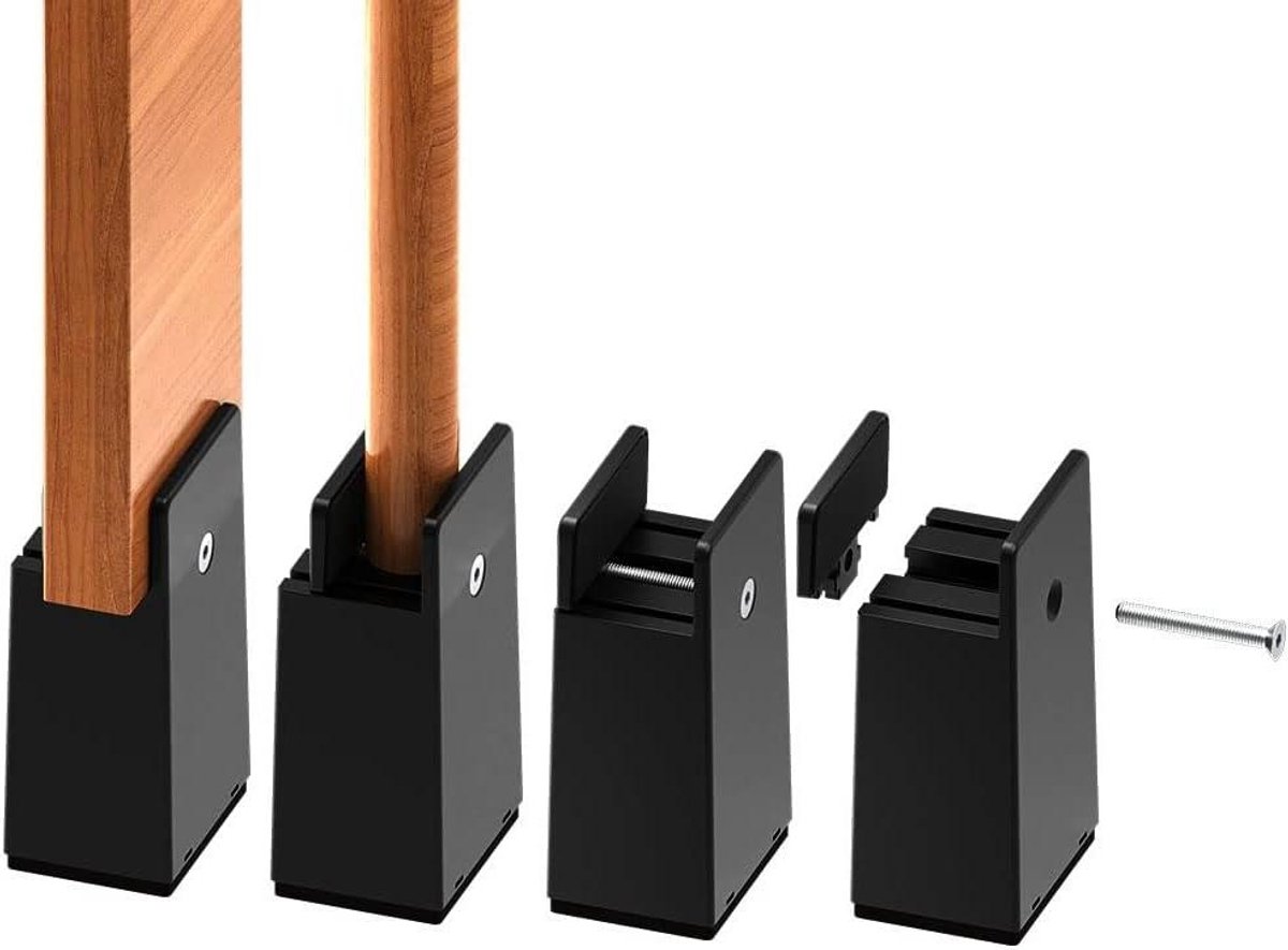 Meubelverhogers Set - Stoelverhogers - Meubels Verhogen - Verstelbare Schroefklem - 4 Stuks - Zwart