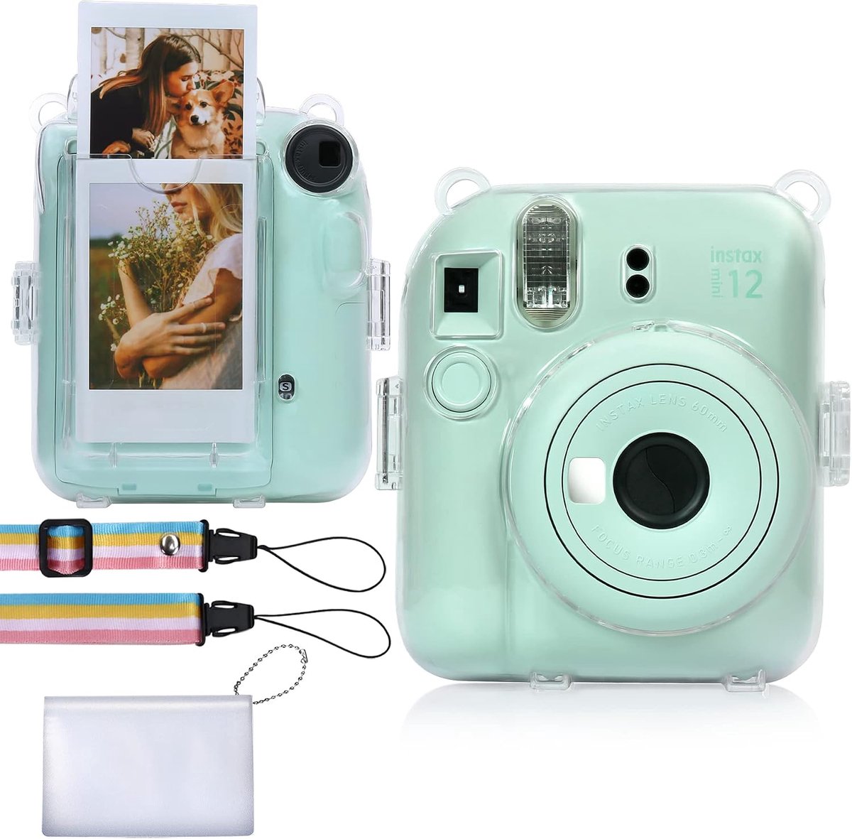 SnelShoppen - Aenllosi Case voor Fujifilm Instax Mini 12 Camera, Transparant, Waterdicht, Met Zakje voor 10 Foto's, Ideaal voor Vakantie en Reizen