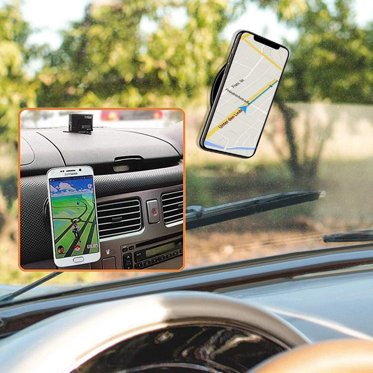 SnelShoppen - Anti-Slip Telefoonhouder 6 Stuks Nano Matten voor Voorruit en Dashboard - Zwart - Duurzaam PU Materiaal - Herbruikbaar en Zelfklevend