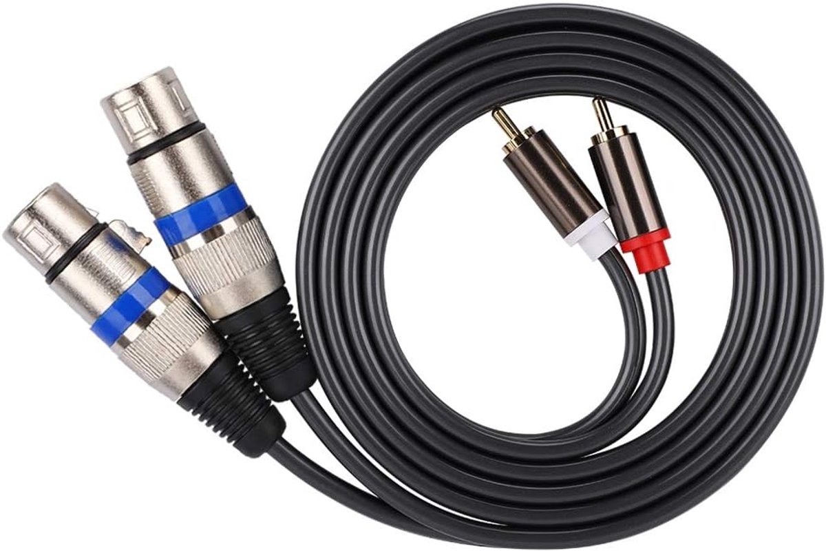 SnelShoppen - Dual kabel RCA male naar dubbele XLR female audio adapter kabel - Sterke PVC draad - Geschikt voor microfoon mixers en hoofdtelefoon ver