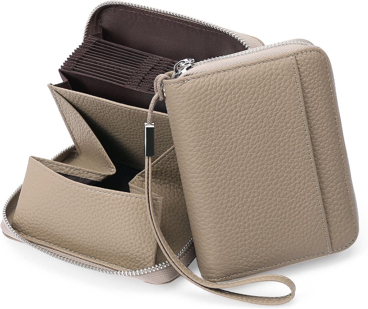 Portemonnee dames - 14 x 10,5 cm - leer - RFID-bescherming - veilig en stijlvol - ShopVlot