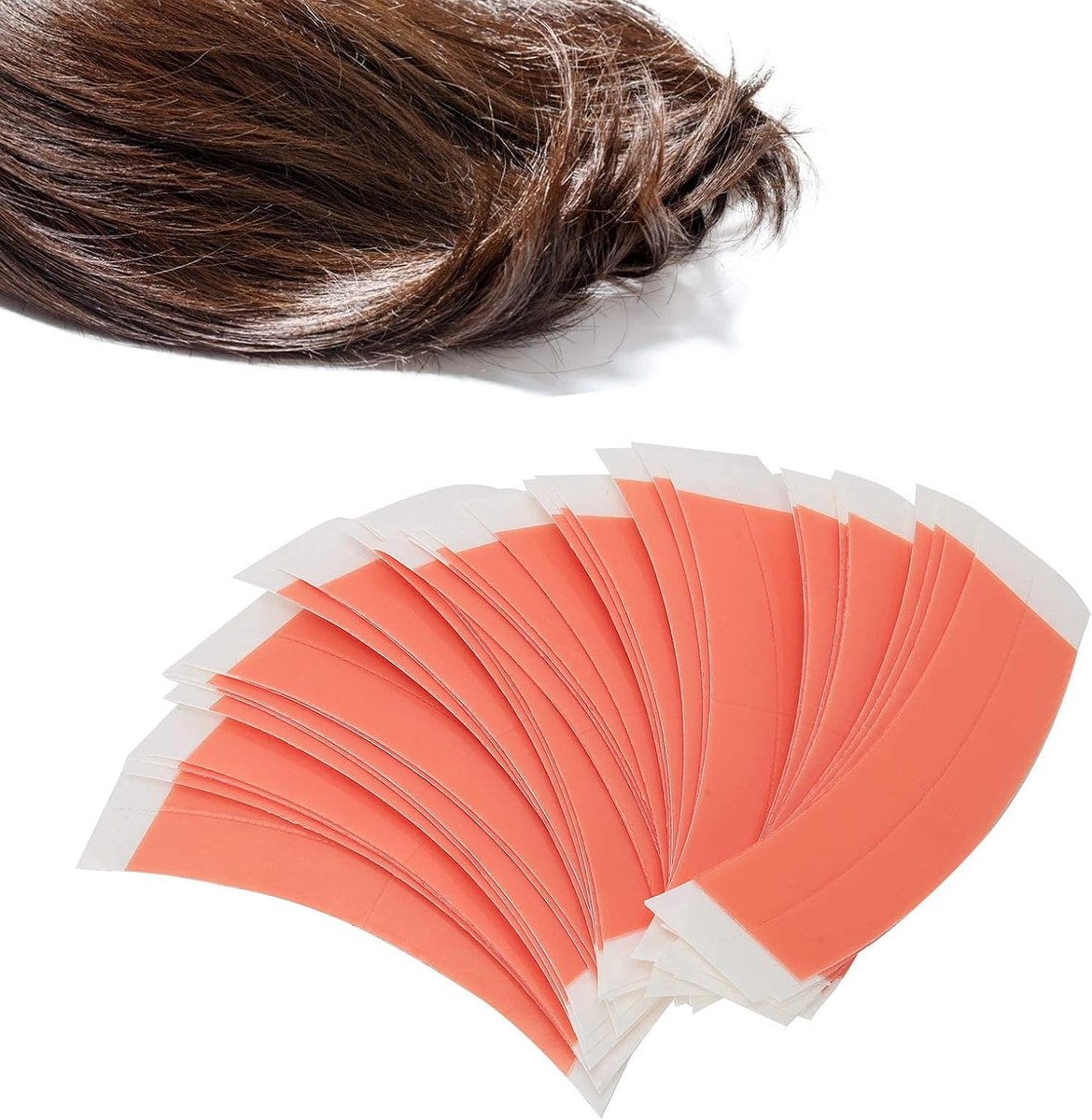 SnelShoppen - 36 Stuks Dubbelzijdige Lace Front Haarwig Plakband, Hoge Hechting, Waterdicht, Oranjerood, 7.5x2.3cm, Ideaal voor Haarverlengingen en Wi