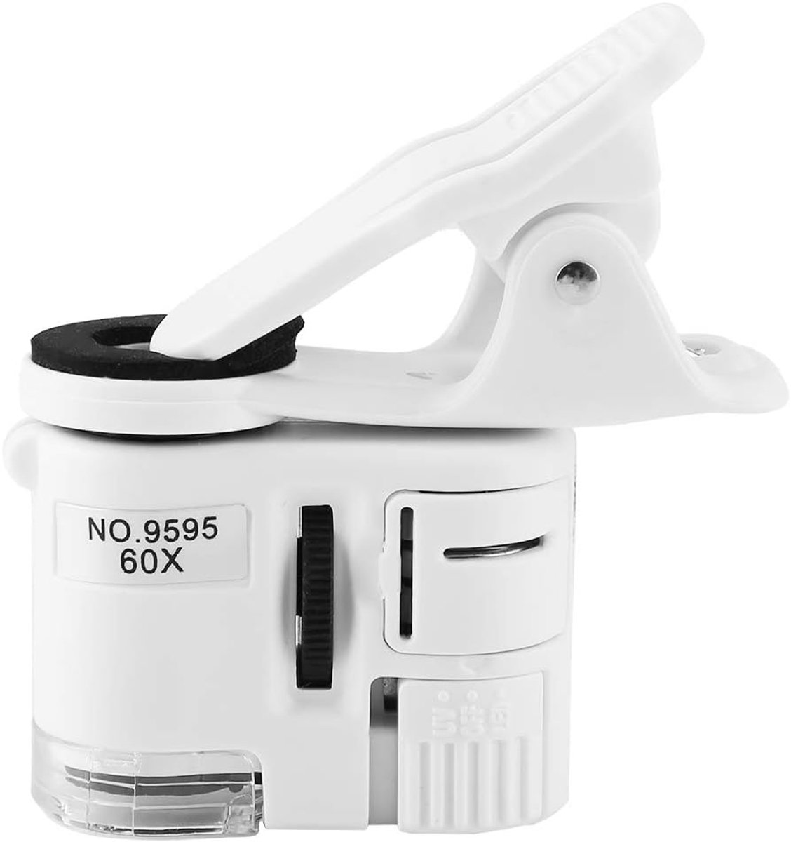 SnelShoppen - Mini Pocket Vergrootglas 60X Met LED UV Verlichting - Draagbare Microscoop Met Telefoon Clip - Ideaal Voor Munten, Sieraden En Evaluatie