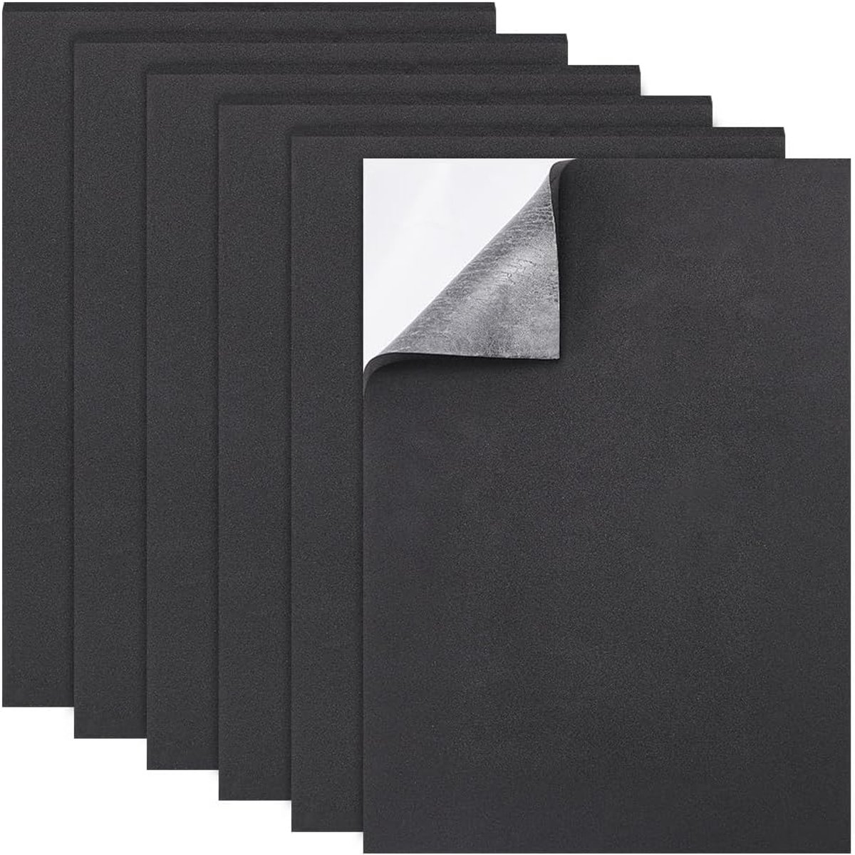 SnelShoppen - Set van 6 Zelfklevende Schuimbladen 5 mm Dikte 21 x 30 cm Zwart Antislip Schuimplaat voor Creatief Spel, Meubelbescherming, Naadverstevi