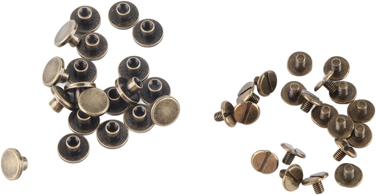 SnelShoppen - 20 Stuks Platte Kop Koper Messing Schroeven Moeren Spijkers Riviervet Leer Cap Accessoire voor Tassen Riemen Leerband (5mm)