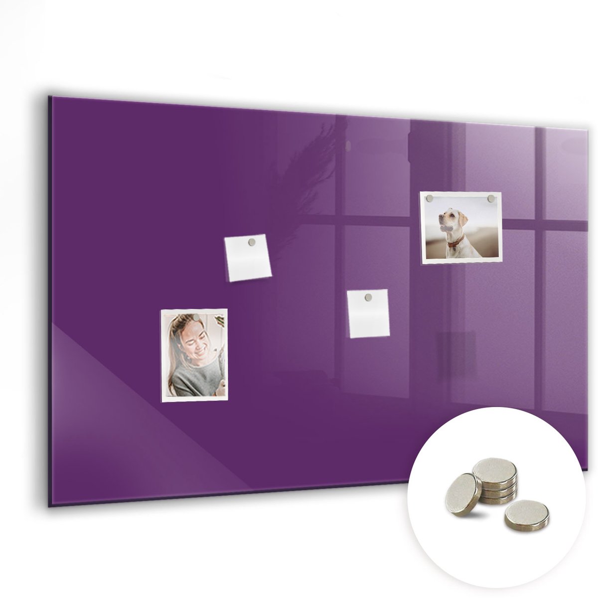 Coloray Glazen Magneetbord - Magnetisch Bord Bordeauxrode kleur - 90x60 cm - Paars Magneetbord - Magnetic Board - Magnetisch Wandbord