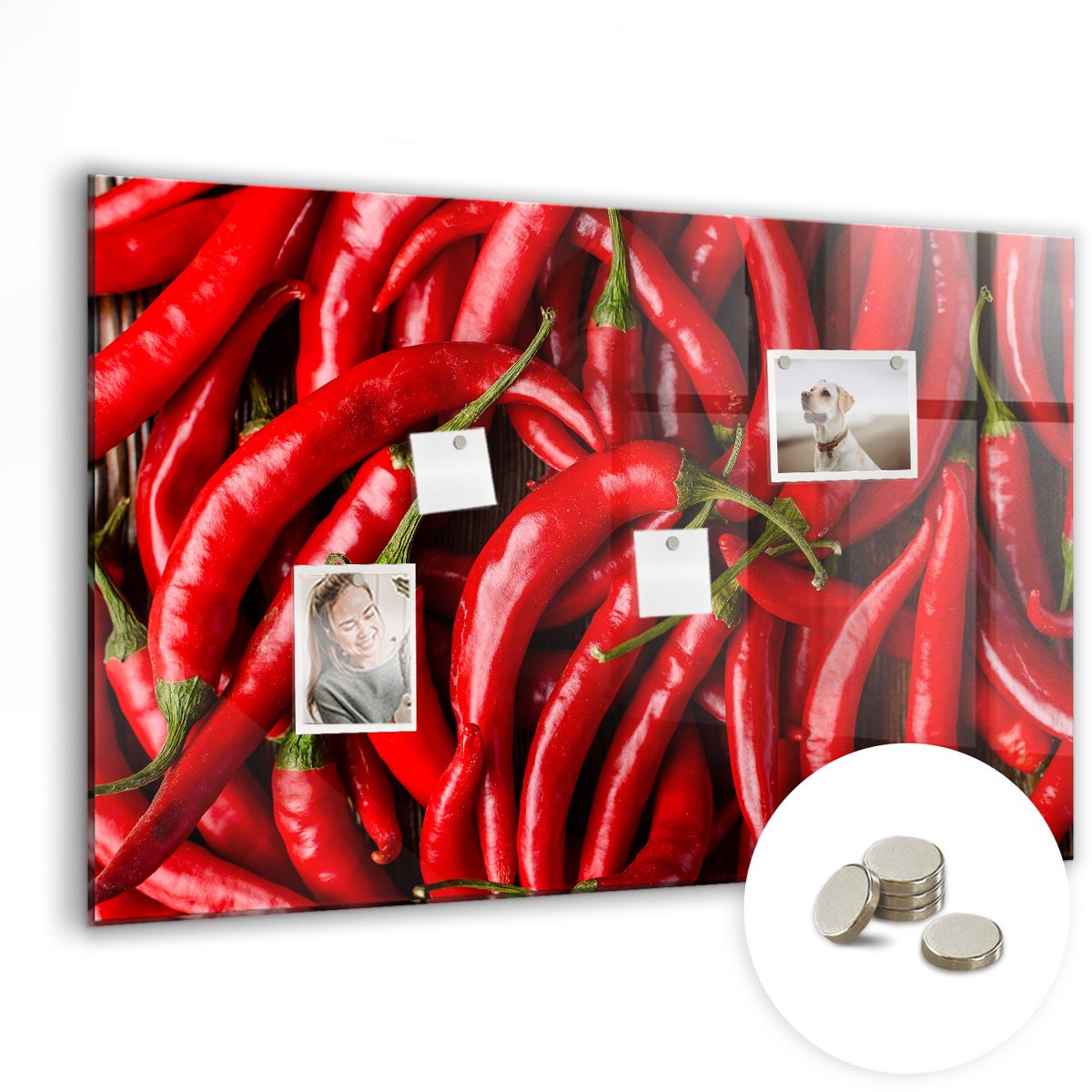 Coloray Glazen Magneetbord - Magnetisch Bord Een kopje koffie - 90x60 cm - Rood Magneetbord - Magnetic Board - Keuken Decoratie