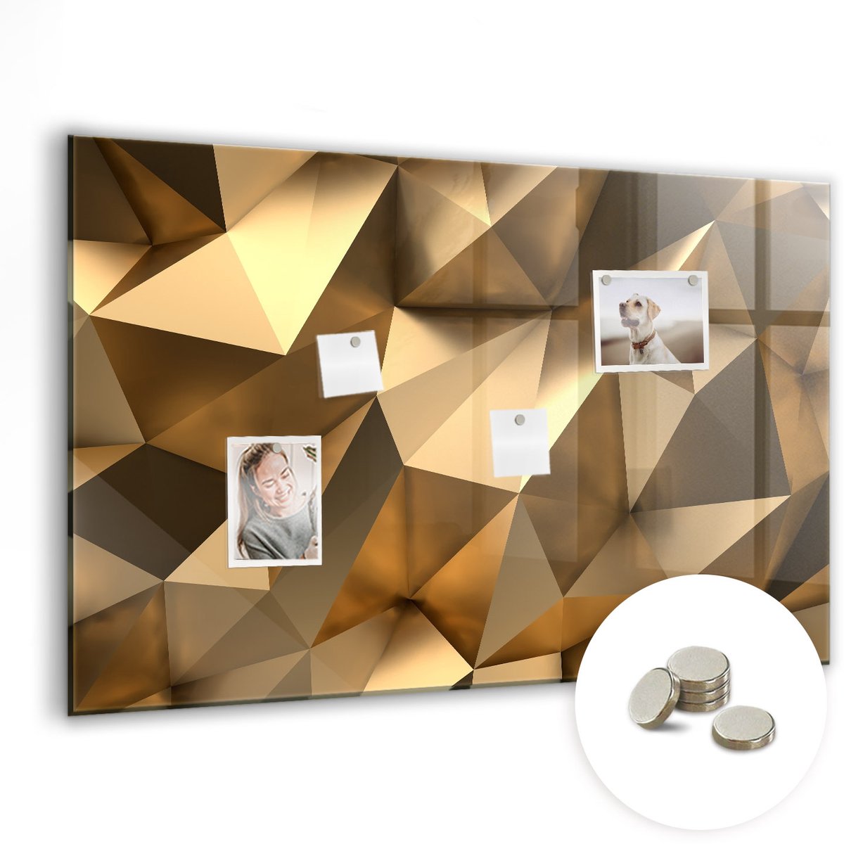 Coloray Glazen Magneetbord - Magnetisch Bord De inscriptie bon appetit - 90x60 cm - Gouden Magneetbord - Magnetic Board - Keuken Decoratie