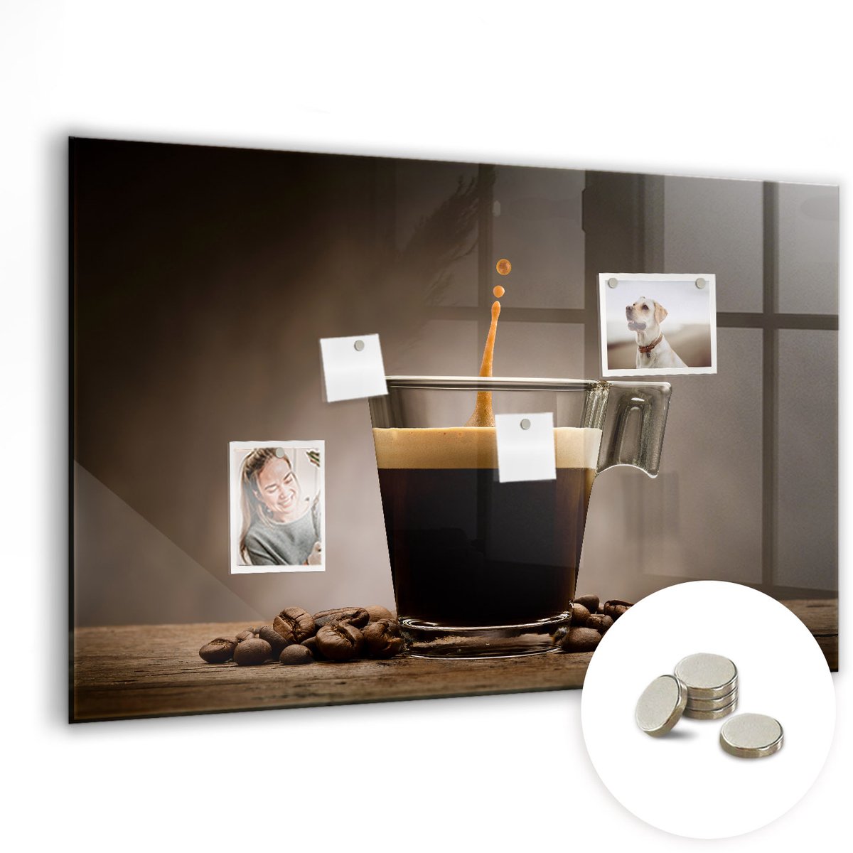 Coloray Glazen Magneetbord - Magnetisch Bord Groenten - 90x60 cm - Bruin Magneetbord - Magnetic Board - Keuken Decoratie