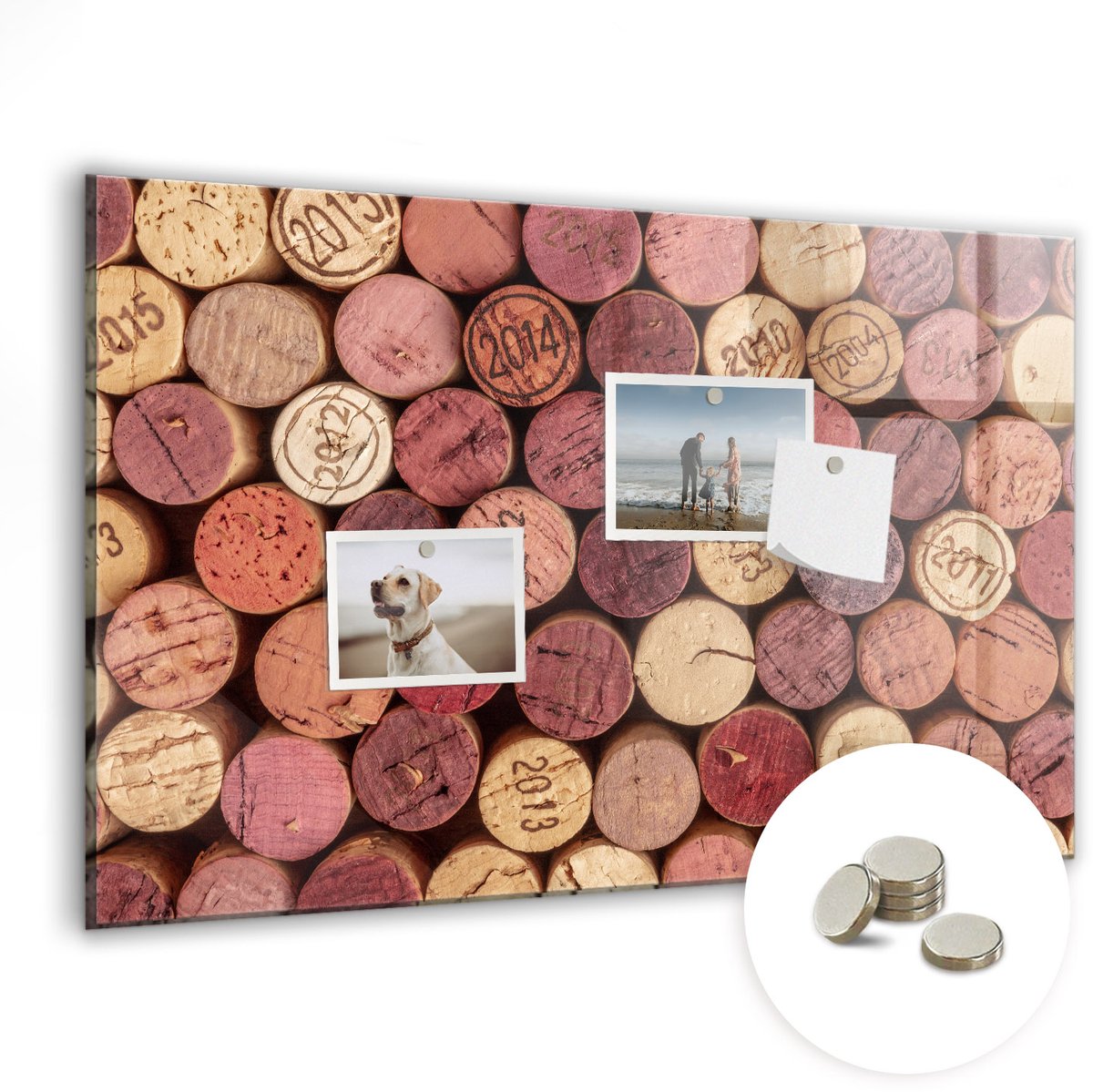 Coloray Glazen Magneetbord - Magnetisch Bord Wijnkurken - 60x40 cm - Veelkleurig Magneetbord - Magnetic Board - Keuken Decoratie