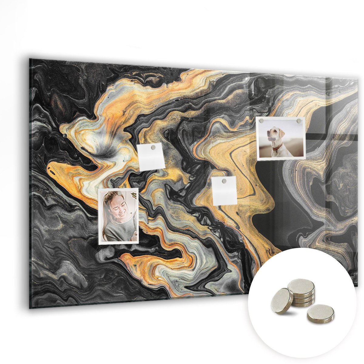 Coloray Glazen Magneetbord - Magnetisch Bord Tropische natuur - 90x60 cm - Gouden Magneetbord - Magnetic Board - Woonkamer Decoratie