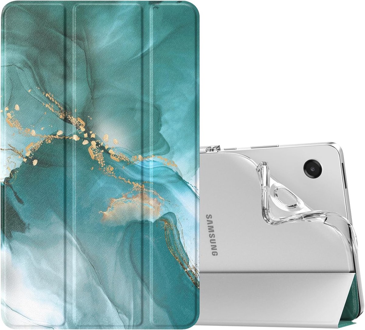 SnelShoppen - Zachte Hoes voor Samsung Galaxy Tab A9 8,7 inch 2023, Slank TPU, Cloud Pauw Blauw, Doorshijnend, Matte Achterkant, Twee Standhoeken, Ges