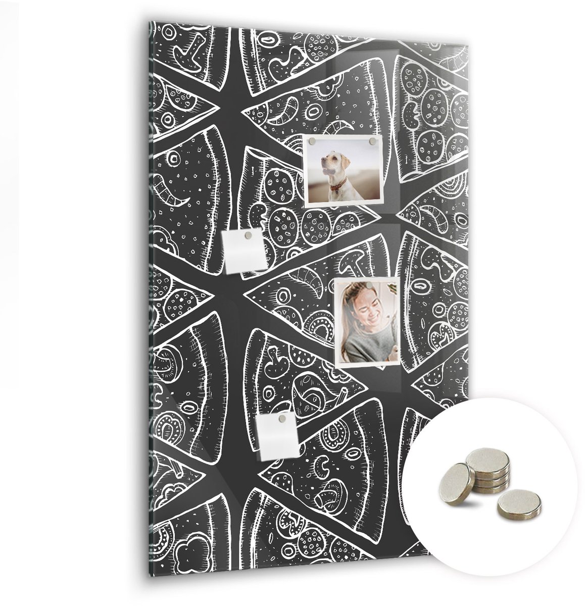 Coloray Glazen Magneetbord - Magnetisch Bord Rivier in het bos - 60x90 cm - Zwart-wit Magneetbord - Magnetic Board - Woonkamer Decoratie