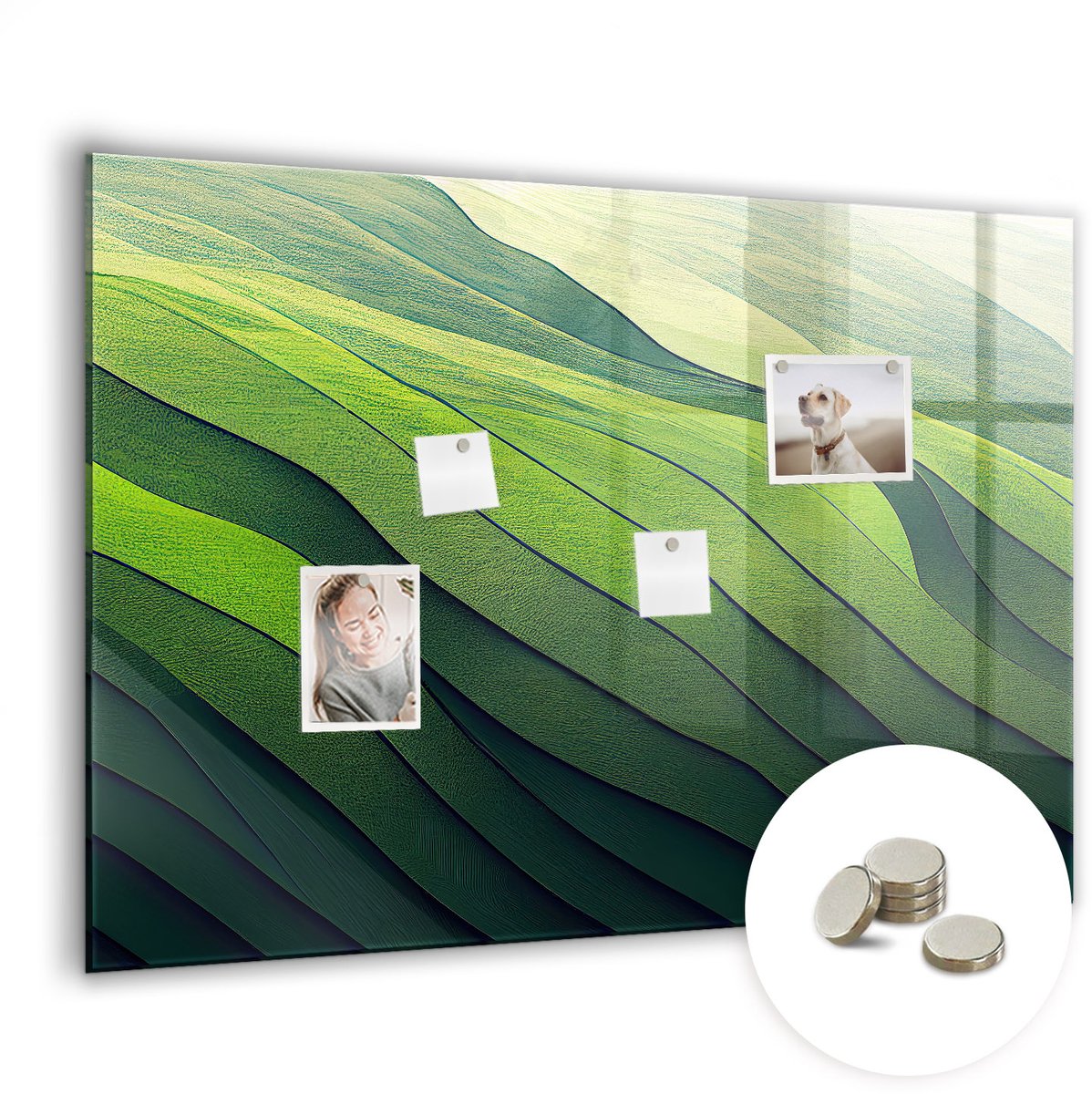 Coloray Glazen Magneetbord - Magnetisch Bord Abstract landschap - 100x70 cm - Groente Magneetbord - Magnetic Board - Wanddecoratie