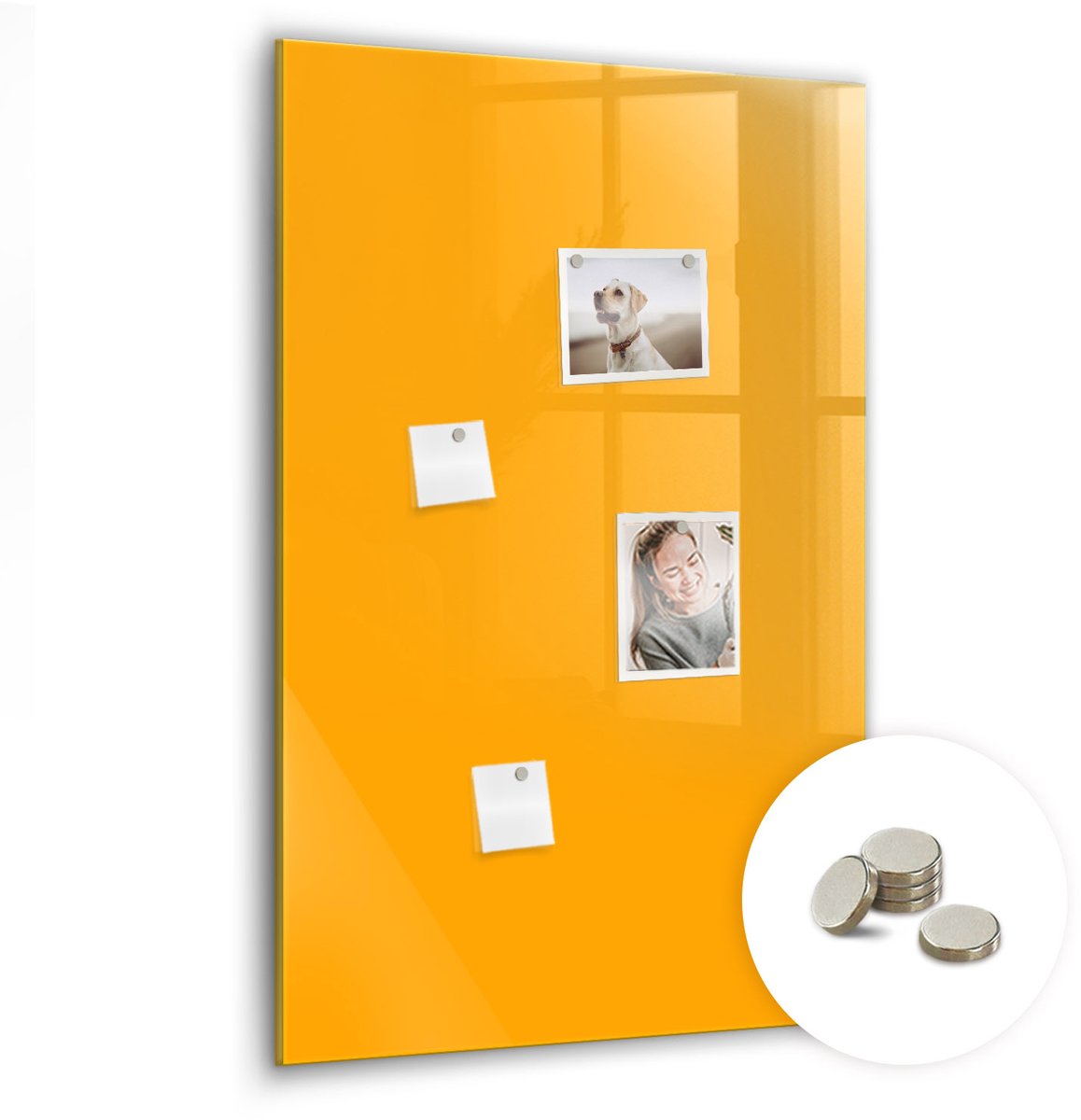 Coloray Glazen Magneetbord - Magnetisch Bord Rook - 60x90 cm - Donkergeel Magneetbord - Magnetic Board - Wanddecoratie