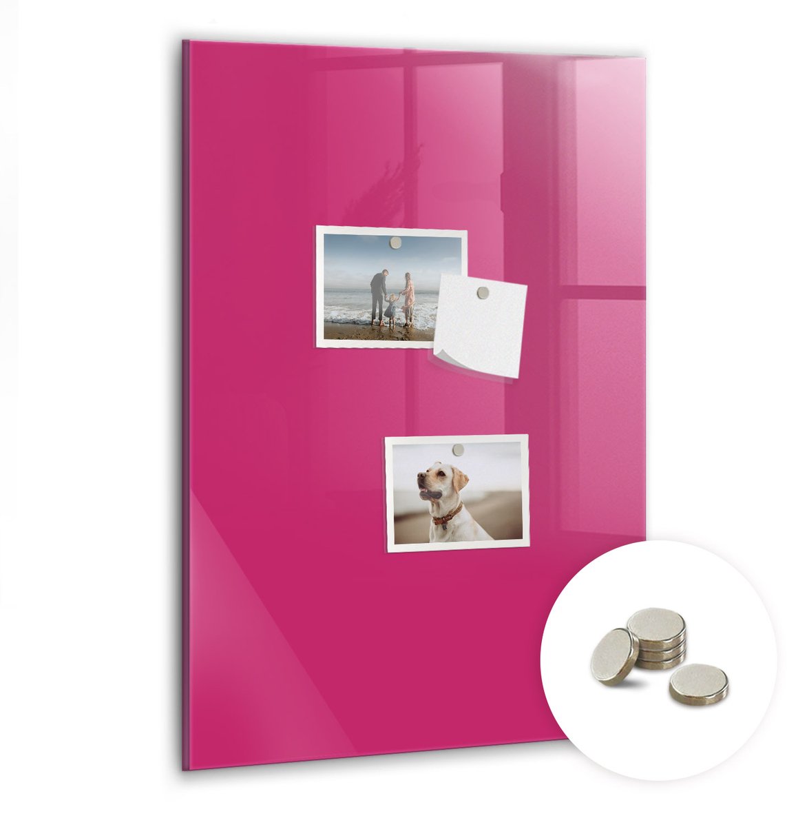 Coloray Glazen Magneetbord - Magnetisch Bord Bamboe muur - 40x60 cm - Roze Magneetbord - Magnetic Board - Magnetisch Wandbord
