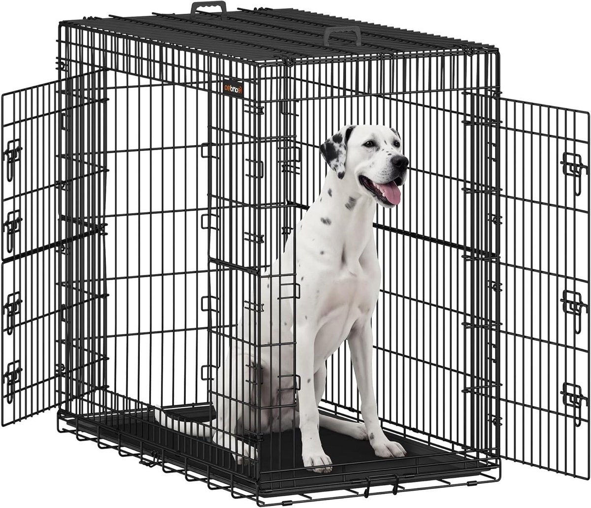 Hondenkooi - Dierenverblijf - Veilig Verblijf - Dubbele Deuren - 122 x 74 x 114 cm - Zwart