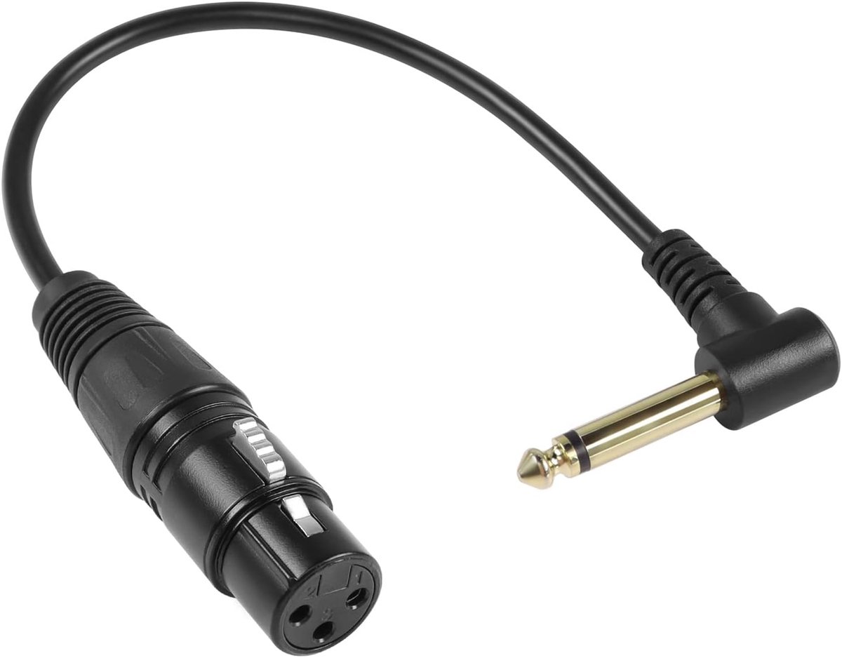 QIANRENON 90° Angle TS 6.35mm to XLR Unbalanced Microphone Cable XLR Bus to 1/4TS Right Angle Mono Audio Extension - ShopVlot