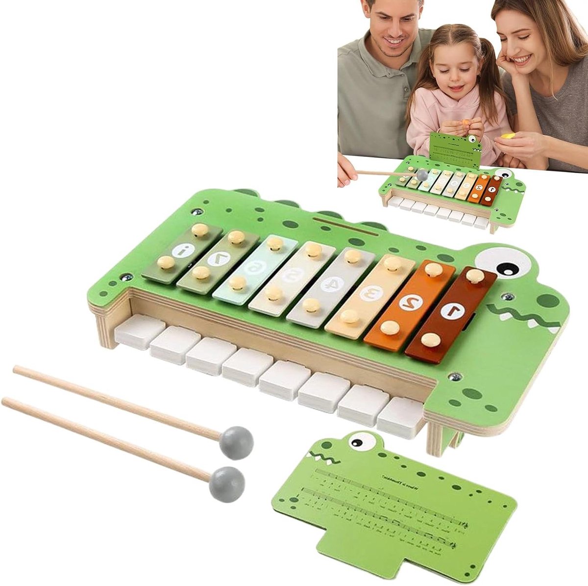 Kinder Piano - Muziek Keyboard - Muziek Leren - Interactieve Toetsen - 29.8 cm - Beige
