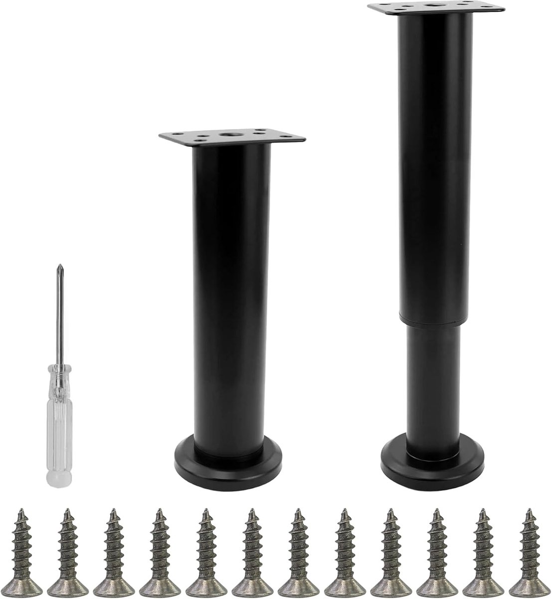 SnelShoppen - Set van 2 Hoogte Verstelbare Meubelpoten met Pedestal, 18-30 cm Stalen Meubelpoten, Slatted Base, Ideaal voor DIY Meubels, Modern en Ele