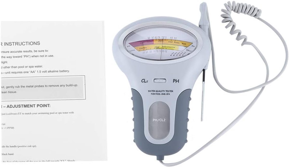 SnelShoppen - PH CL2 Waterkwaliteitsmeter, 2-in-1 Handheld PH en Chloor Tester, Draagbare Elektronische Water Tester voor Zwembad, Spa, Hot Tub en Wat