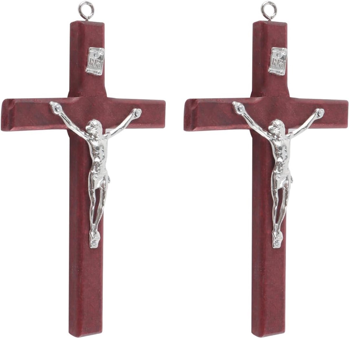 SnelShoppen - 2 Stuks 12 X 7 Cm Christelijke Decoratie Jezus Kruis Vintage Houten Jezus Beeld Kruis Hanger Christelijke Gebed Herinneringsdecoratie