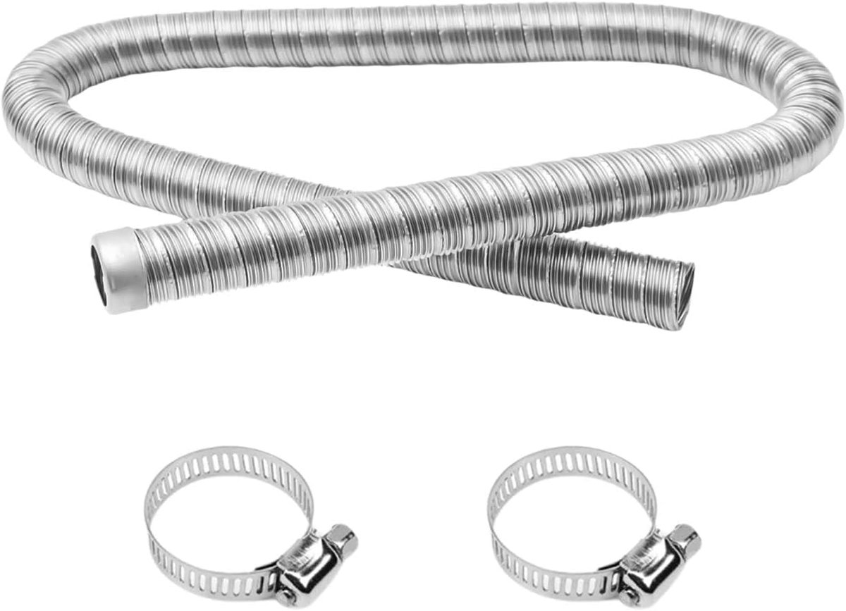 SnelShoppen - 1 m x 24 mm RVS Uitlaatpijp Dubbele Laag voor Auto, Metaal Slang, Uitlaat, Vloerverwarming, Parkeer Heater, Duurzaam en Robuust